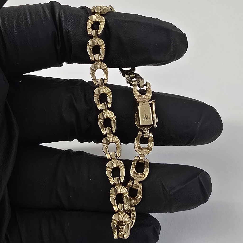 10k Gold Nugget Style Horseshoe Link Bracelet Bold And Unique